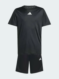 Sale adidas Train Essentials 3-Stripes Kids T-Shirt & Shorts Set Black/White