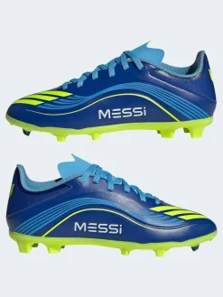adidas Blue/Yellow Kids F50 Messi League Firm/Multi Ground Boots^ Soccer Cleats