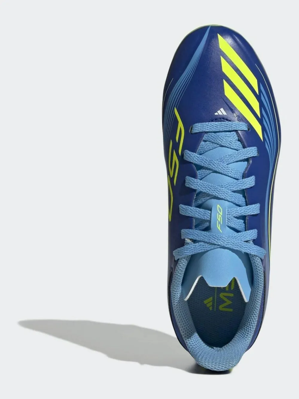 adidas Blue/Yellow Kids F50 Messi League Firm/Multi Ground Boots^ Soccer Cleats