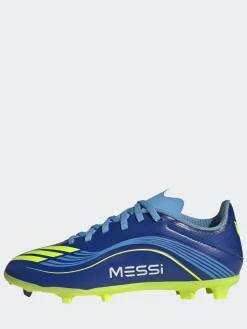 adidas Blue/Yellow Kids F50 Messi League Firm/Multi Ground Boots^ Soccer Cleats