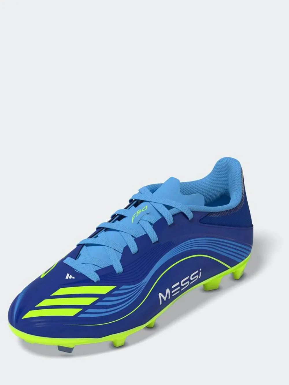 adidas Blue/Yellow Kids F50 Messi League Firm/Multi Ground Boots^ Soccer Cleats