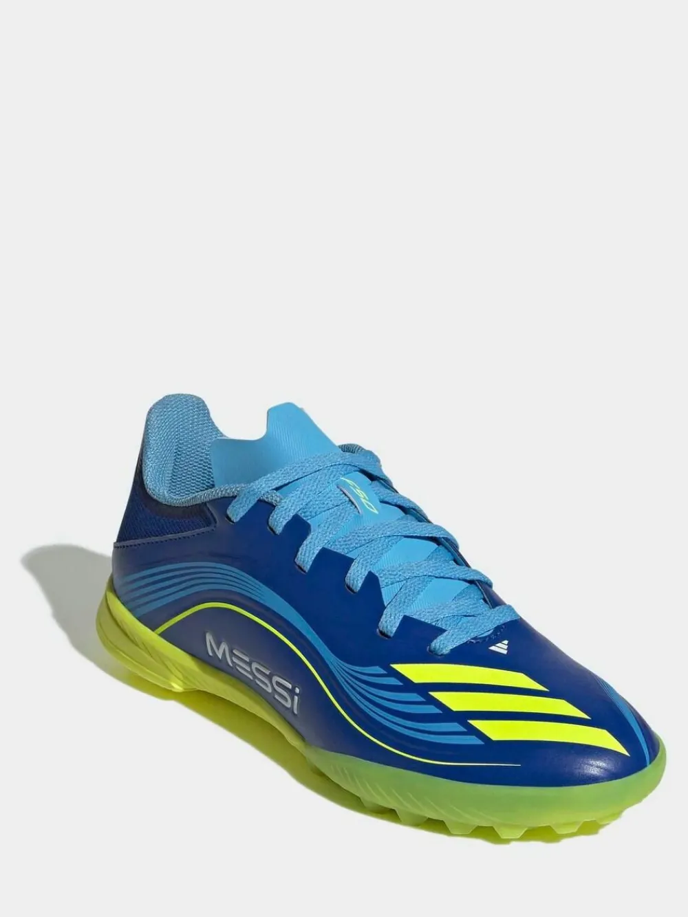 adidas Blue/Yellow Kids F50 Messi League Turf Boots^ Soccer Cleats