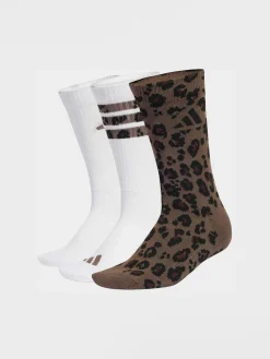 adidas Brown Leopard Print Crew Socks 3 Pack