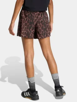 Sale adidas Workout Essentials Leopard Woven Shorts Brown