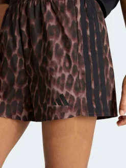 Sale adidas Workout Essentials Leopard Woven Shorts Brown