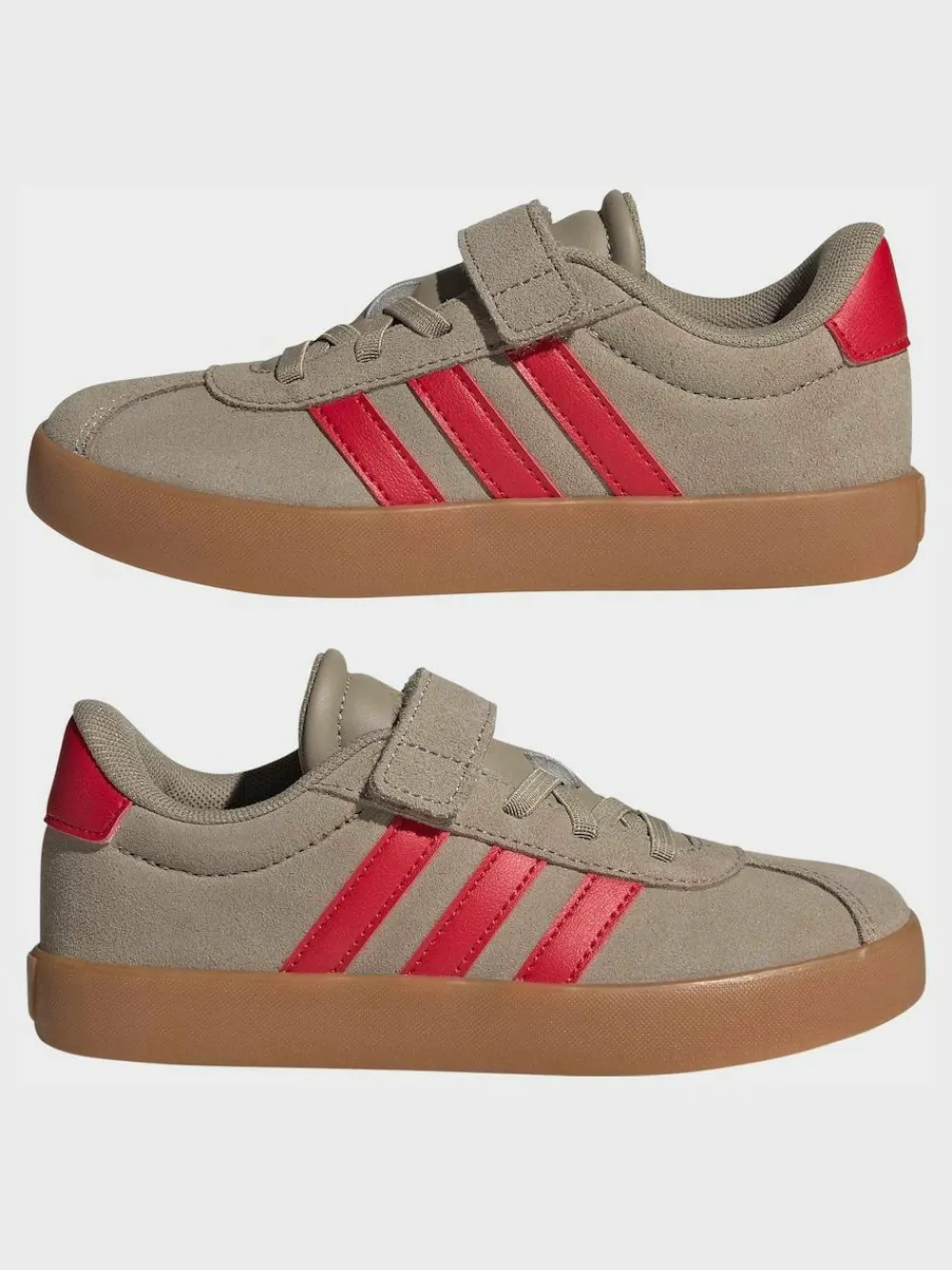 Online adidas Brown/Red VL Court 3.0 Hook and Loop Kids Trainers