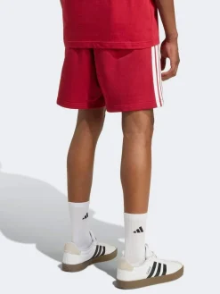 adidas Dark Red Essential 3-Stripes French Terry Shorts