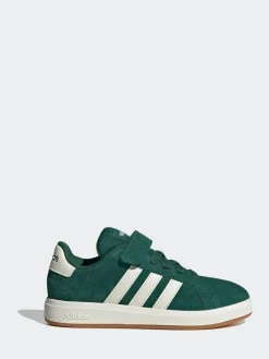 Outlet adidas Green Grand Court 00s Suede Elastic Lace Kids Trainers