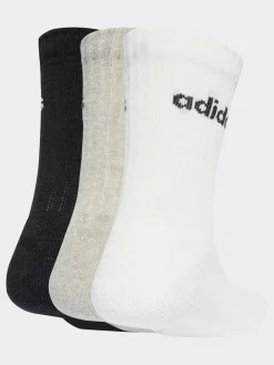 Discount adidas Linear Crew Socks Cushioned Socks 6 Pack Grey
