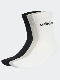 Discount adidas Linear Crew Socks Cushioned Socks 6 Pack Grey