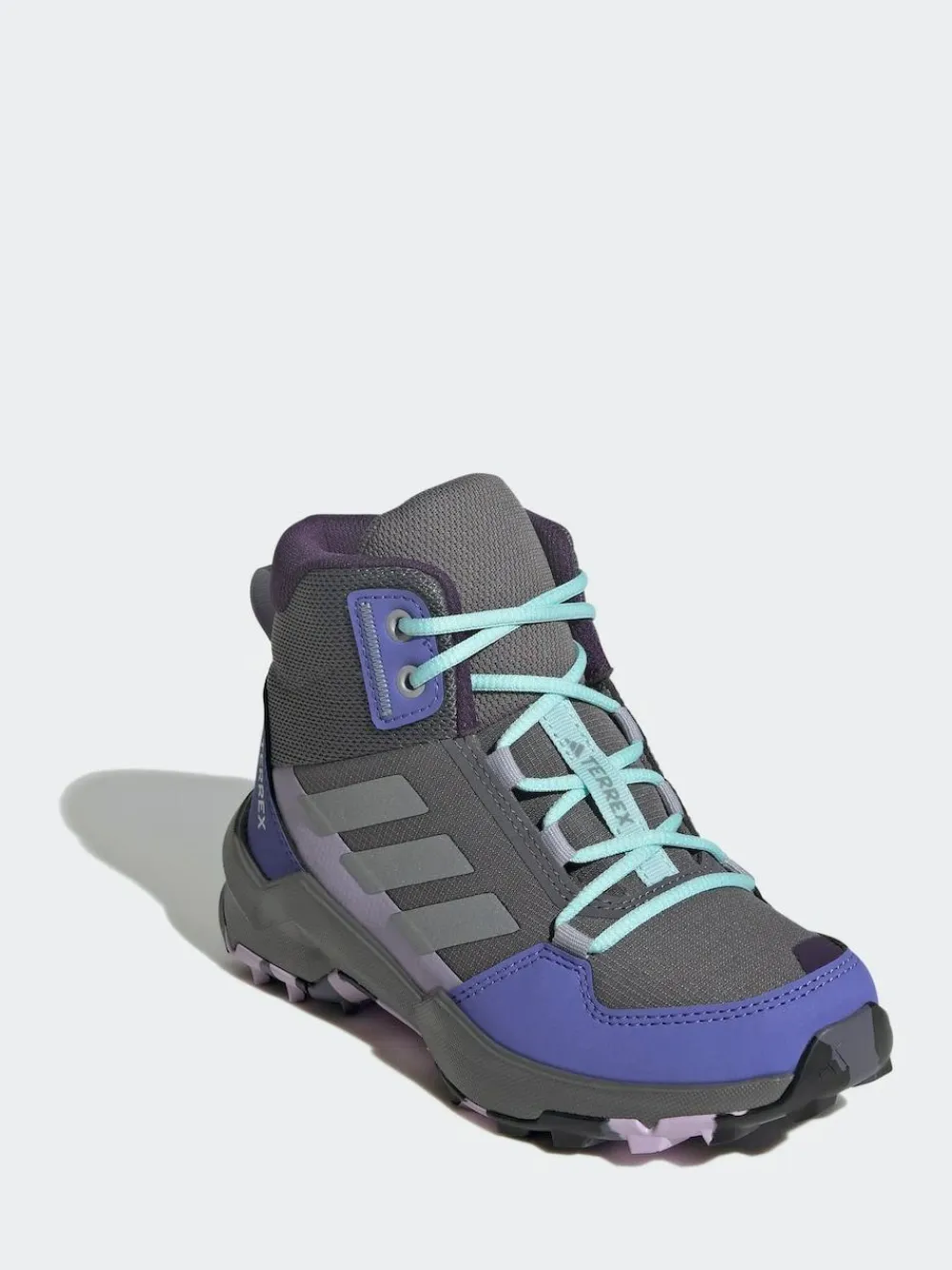 adidas Grey/Blue/Purple Terrex Ax4r Mid Hiking Kids Boots^BOY Boots|Boots