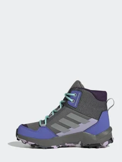 adidas Grey/Blue/Purple Terrex Ax4r Mid Hiking Kids Boots^BOY Boots|Boots