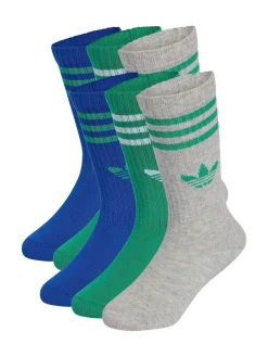Clearance adidas 6 Pack Kids 3-Stripe Crew Socks 6 Pack Multi Colour