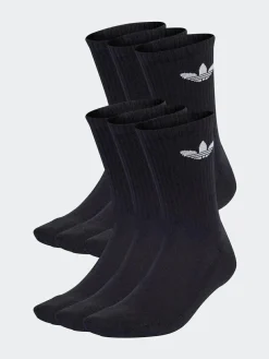 Sale adidas Originals Black Dark Trefoil Crew Socks 6 Pack