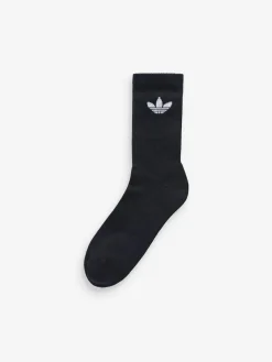 Best adidas Originals Black Trefoil Crew Socks 6 Pack
