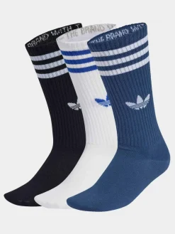 Online adidas originals 3 -Stripe High Crew Socks 3 Pack Blue/Black