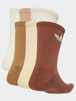 adidas Originals Brown Light Trefoil Crew Socks 6 Pack^ Socks|Socks