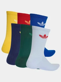 adidas Originals Light Blue Trefoil Crew Socks 6 Pack^ Socks|Socks