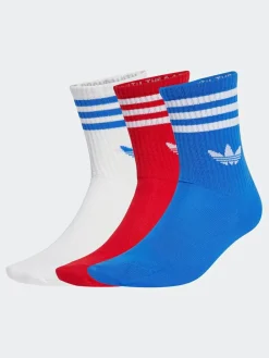 Discount adidas originals Light Red Crew 3-Stripes Crew Socks 3 Pairs