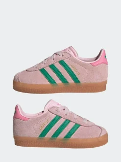 Best adidas originals Pink/Green Gazelle Comfort Closure Elastic Laces Infant Trainers
