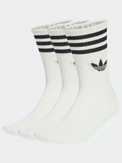Online adidas originals White Ecru Crew 3-Stripes Crew Socks 3 Pairs