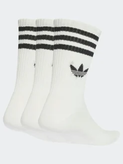Online adidas originals White Ecru Crew 3-Stripes Crew Socks 3 Pairs