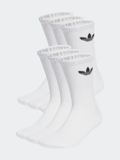 adidas Originals White Trefoil Crew Socks 6 Pack^Women Socks & Tights
