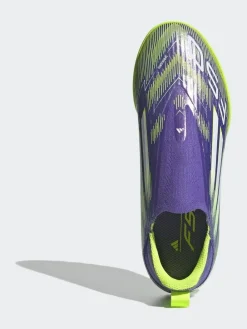 adidas Purple/Lime Kids F50 League Laceless Turf Boots^ Soccer Cleats