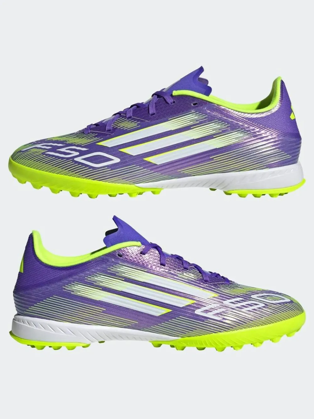 adidas Purple/White Adult F50 League Turf Boots^ Soccer Cleats