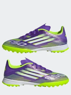 adidas Purple/White Kids F50 League Turf Boots^ Soccer Cleats