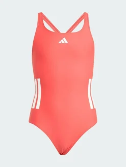 Hot adidas 3-Stripes C-Back Kids Swimsuit Red