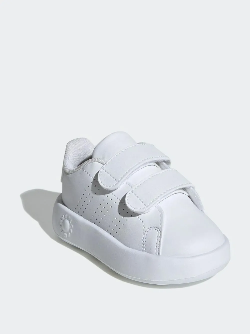 adidas White Advantage Hook and Loop Infant Trainers^ First Shoes