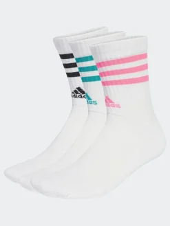 adidas White Ecru 3-Stripe Crew Length Socks 3 Pack^ Socks|Socks