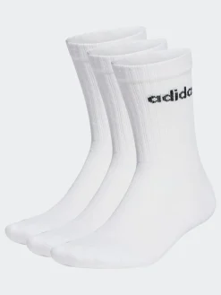adidas White Linear Crew Cushioned Socks 3 Pack^Women Socks & Tights