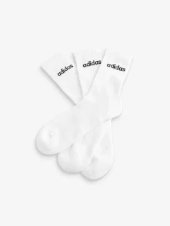 adidas White Linear Crew Cushioned Socks 3 Pack^Women Socks & Tights