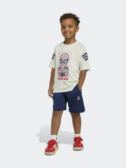 adidas White Marvel Spider-Man Little Kids Top and Short Set^BOY Shorts