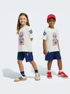adidas White Marvel Spider-Man Little Kids Top and Short Set^BOY Shorts