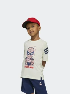 adidas White Marvel Spider-Man Little Kids Top and Short Set^BOY Shorts
