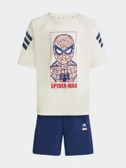 adidas White Marvel Spider-Man Little Kids Top and Short Set^BOY Shorts