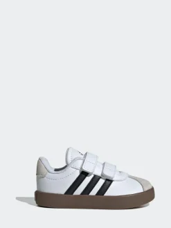 adidas White/Black VL Court 3.0 Hook and Loop Infant Trainers^BOY Sneakers|Sneakers
