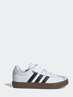 adidas White/Black VL Court 3.0 Hook and Loop Kids Trainers^BOY Sneakers|Sneakers
