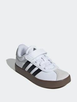adidas White/Black VL Court 3.0 Hook and Loop Kids Trainers^BOY Sneakers|Sneakers
