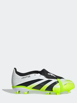 Discount adidas White/Lemon Kids Predator League Fold-Over Tongue Firm/Multi Ground Boots