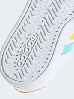 adidas White/Multi Grand Court 3.0 Elastic Lace Kids Trainers^BOY School Shoes|Boys Shoes