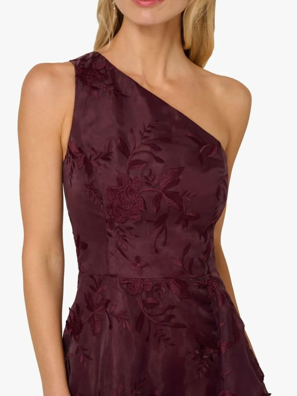Online Adrianna Papell Purple Embroidered Ruffle Gown