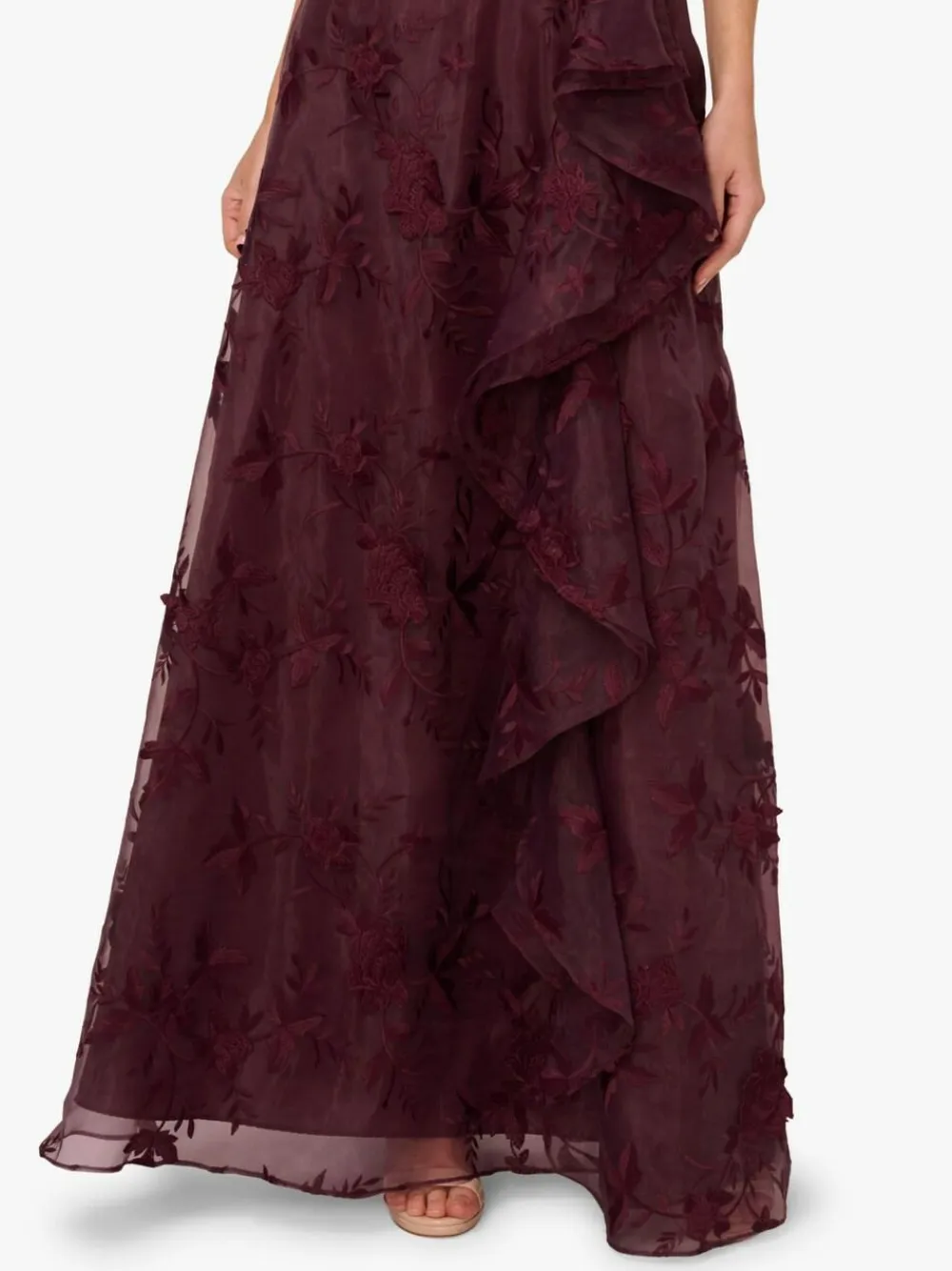 Online Adrianna Papell Purple Embroidered Ruffle Gown