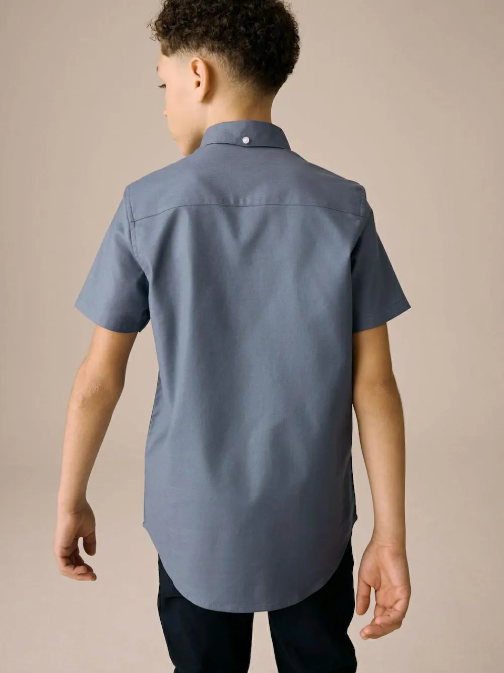 Next Airforce Blue Logo Short Sleeve Cotton Rich Oxford Shirt (3-16yrs)^BOY Shirts