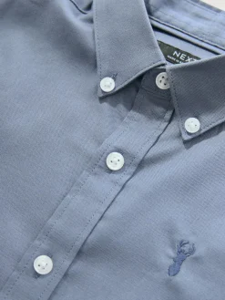 Next Airforce Blue Logo Short Sleeve Cotton Rich Oxford Shirt (3-16yrs)^BOY Shirts