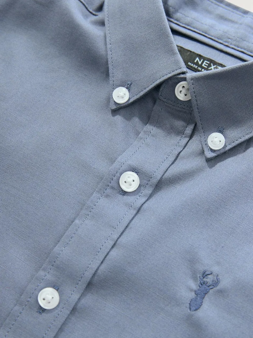 Next Airforce Blue Logo Short Sleeve Cotton Rich Oxford Shirt (3-16yrs)^BOY Shirts