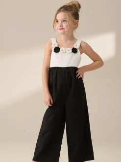 Angel & Rocket Black Illiana Crochet Linen Jumpsuit